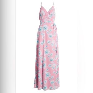 WAYF The Angelina Floral Wrap Gown - Mauve Floral NWOT
